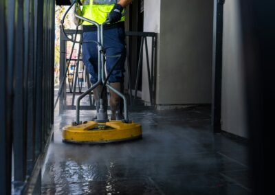 Concrete surface cleaning with a professional pressure washer